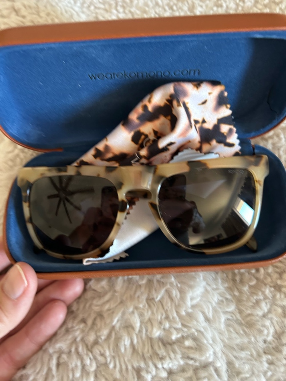 Komono Tortoiseshell Square Sunglasses with Dark Lenses
